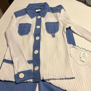 Gottahaveit women’s S 3 piece set blue and white beach look B1b